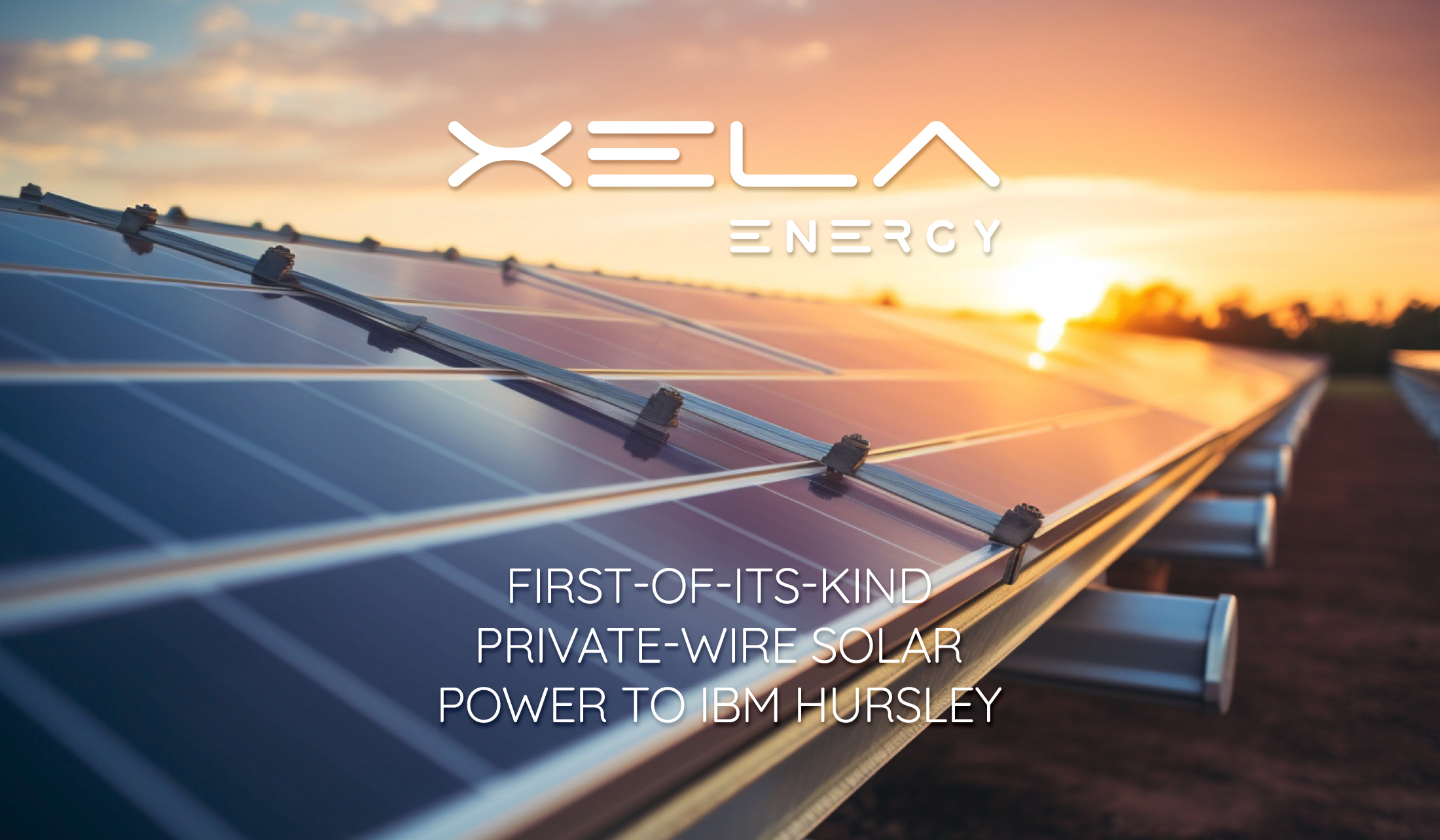 Image of solar panels with the Xela Energy logo on it.